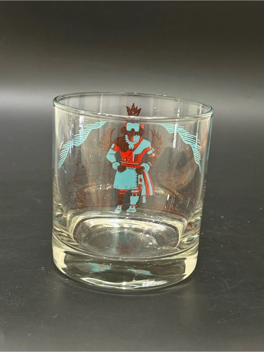 Vintage COUROC Of Monterey Hopi Kachina 22K Gold Gilt Lowball Glass